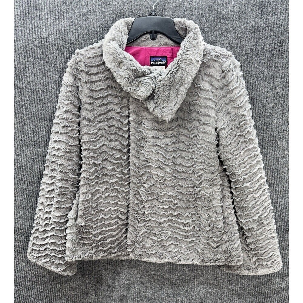 Patagonia Pelage Jacket Women's XS Gray Full Zip Snap Curly Fleece Fuzzy EUC